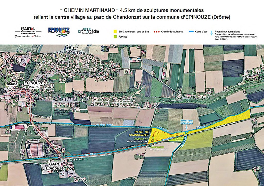 Découvrez le Parc de Chandonzet à Épinouze : parcours de sculptures monumentales de 4,5 km en Drôme. Œuvres de Gérald Martinand, Malka, Brousseaud-Bresson. Performances live, installations permanentes. Galerie à ciel ouvert gratuite, accessible 24h/24.