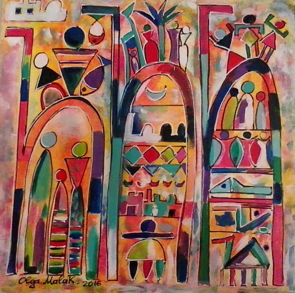 Discover Olga Malakhova, Tunisia's visual storyteller. PhD art historian transforming ancient mosaics into narrative paintings. Acrylic & gold leaf works celebrating Carthaginian heritage.