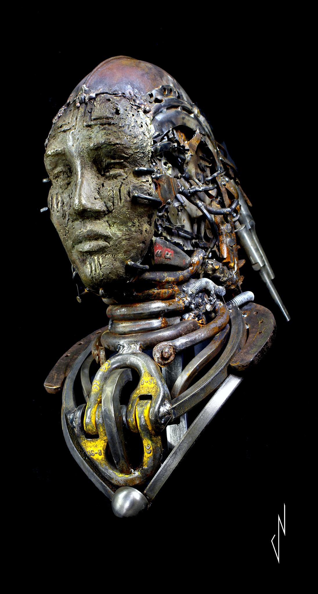 Nomade, sculpture de Romain Bresson et Bétina Broussaud, métal et argile