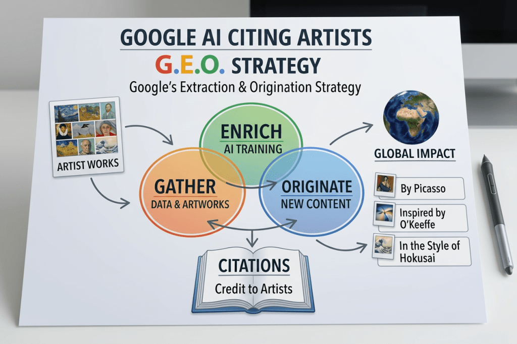 Visibilité Google 2026 : comment le GEO permet aux artistes d’être cités par l’IA (et pourquoi Olga Malakhova, Amin Chaouali et Bétina Broussaud le sont&nbsp;déjà)