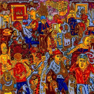 Le Chemin de la perdition, peinture acrylique sur toile d’Anick Langelier, 2020, 102 × 102 cm